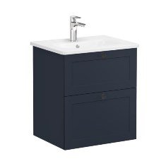 Vitra Root Classic 68846 Lavabo Dolabı, İki Çekmeceli, 60 Cm, Mat Lacivert, Yuvarlak Lavabolu